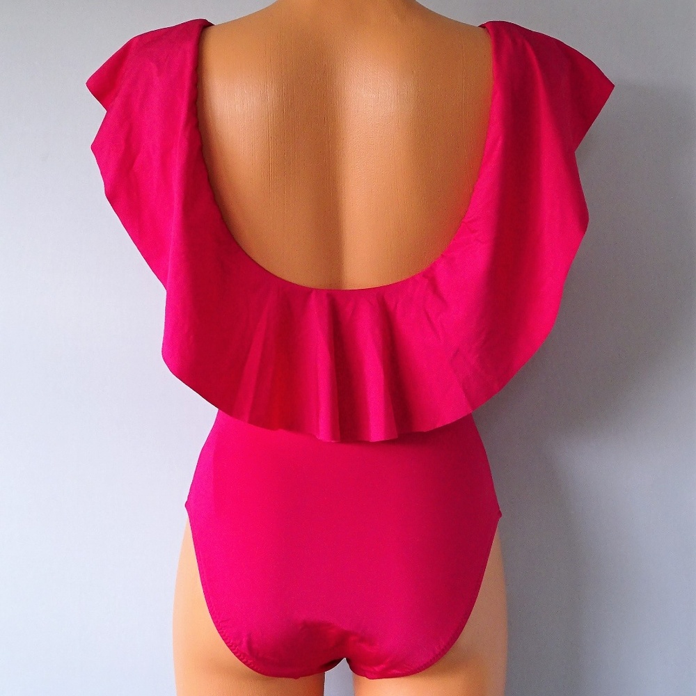 Trina Turk V-Neck Ruffle Sleeve One Piece Swimsuit - Picture 3 of 4